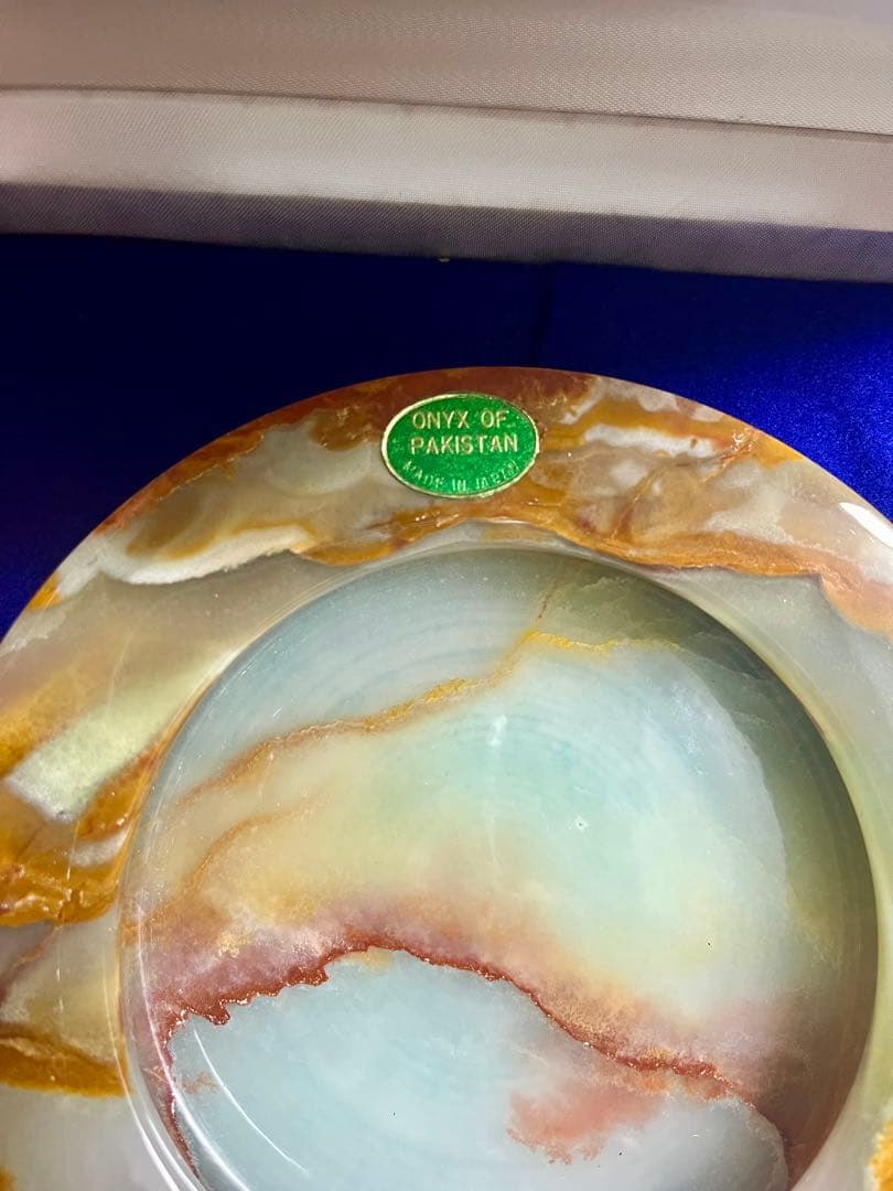 天然石 オニキス 灰皿 パキスタン産 高級大理石 箱付 ヴィンテージ 希少