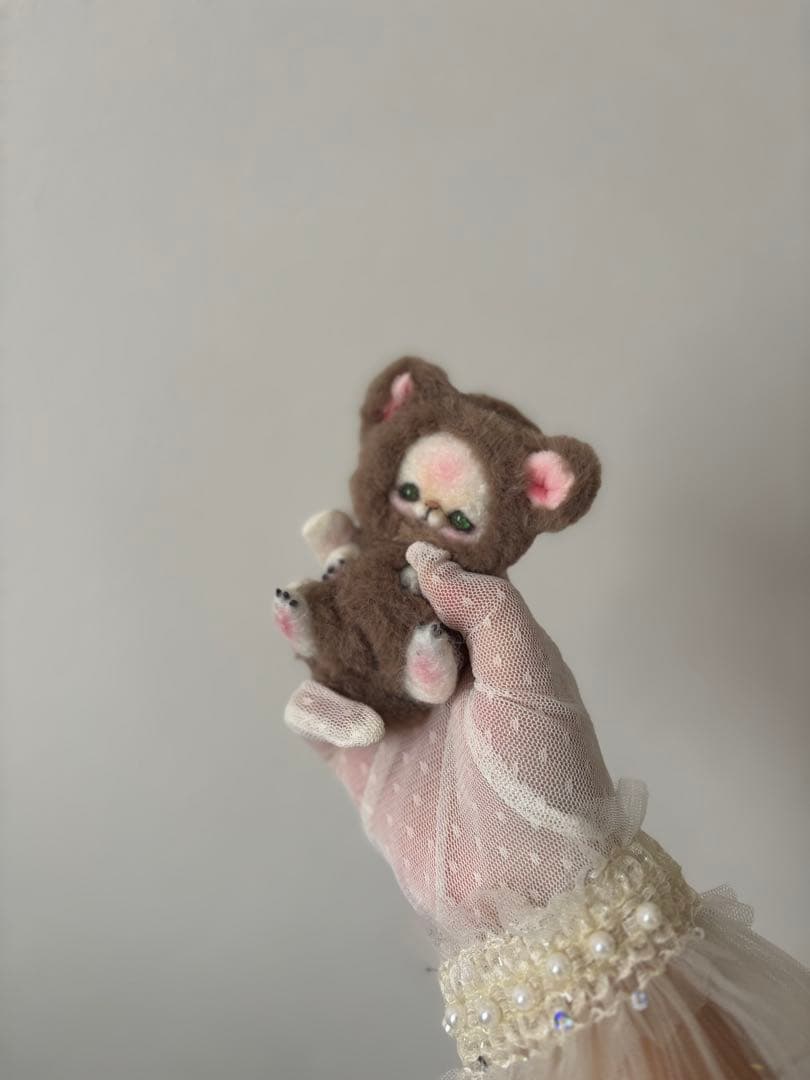 アートドール　くまのこ幻獣　羊毛フェルト