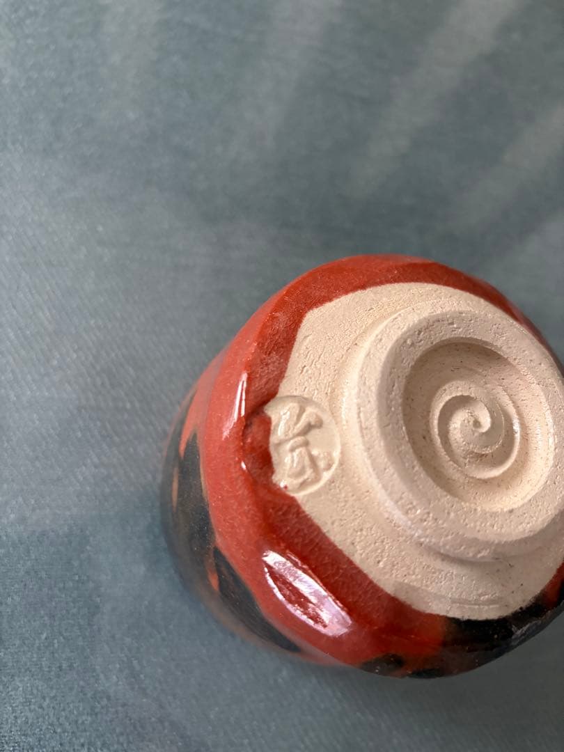 茶道具　抹茶茶碗　筒茶碗 赤楽　佐々木松楽　茶道