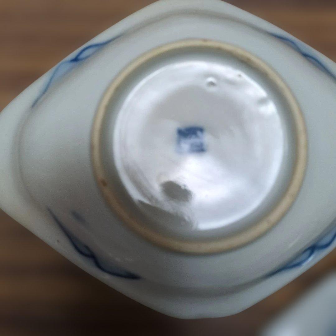 青白磁 風景画 八角形皿 3枚セット