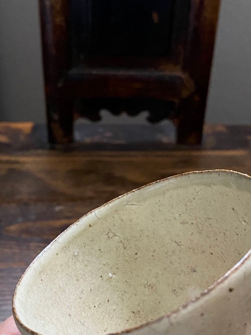 灰釉 蕎麦猪口　黄瀬戸 美濃 御深井